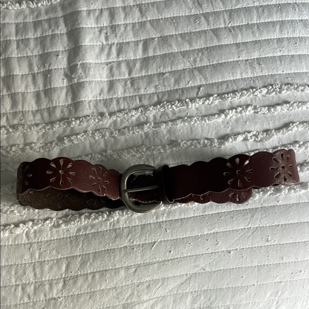 Brown Floral Cutout Belt